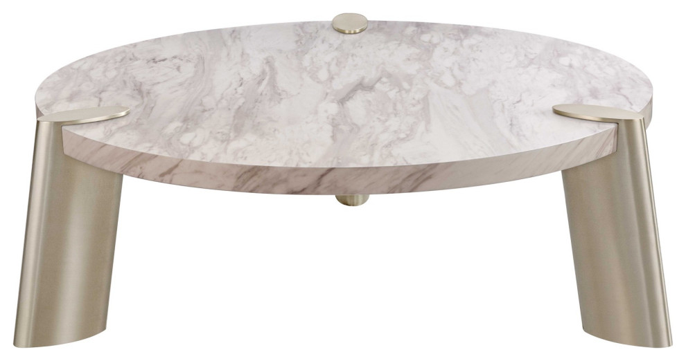 HomeRoots 48 quotX 48 quotX 17 quotWhite Marble Coffee Table   Contemporary   Coffee Tables   by VirVentures  Houzz