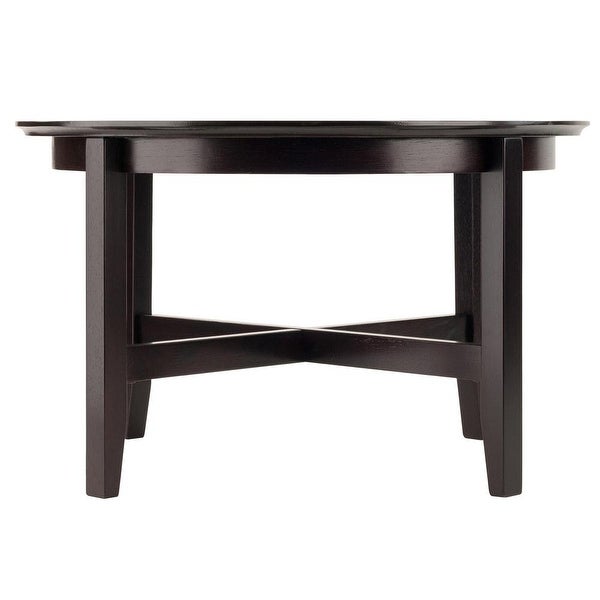 Wood Toby Round Coffee Table， Espresso Finish