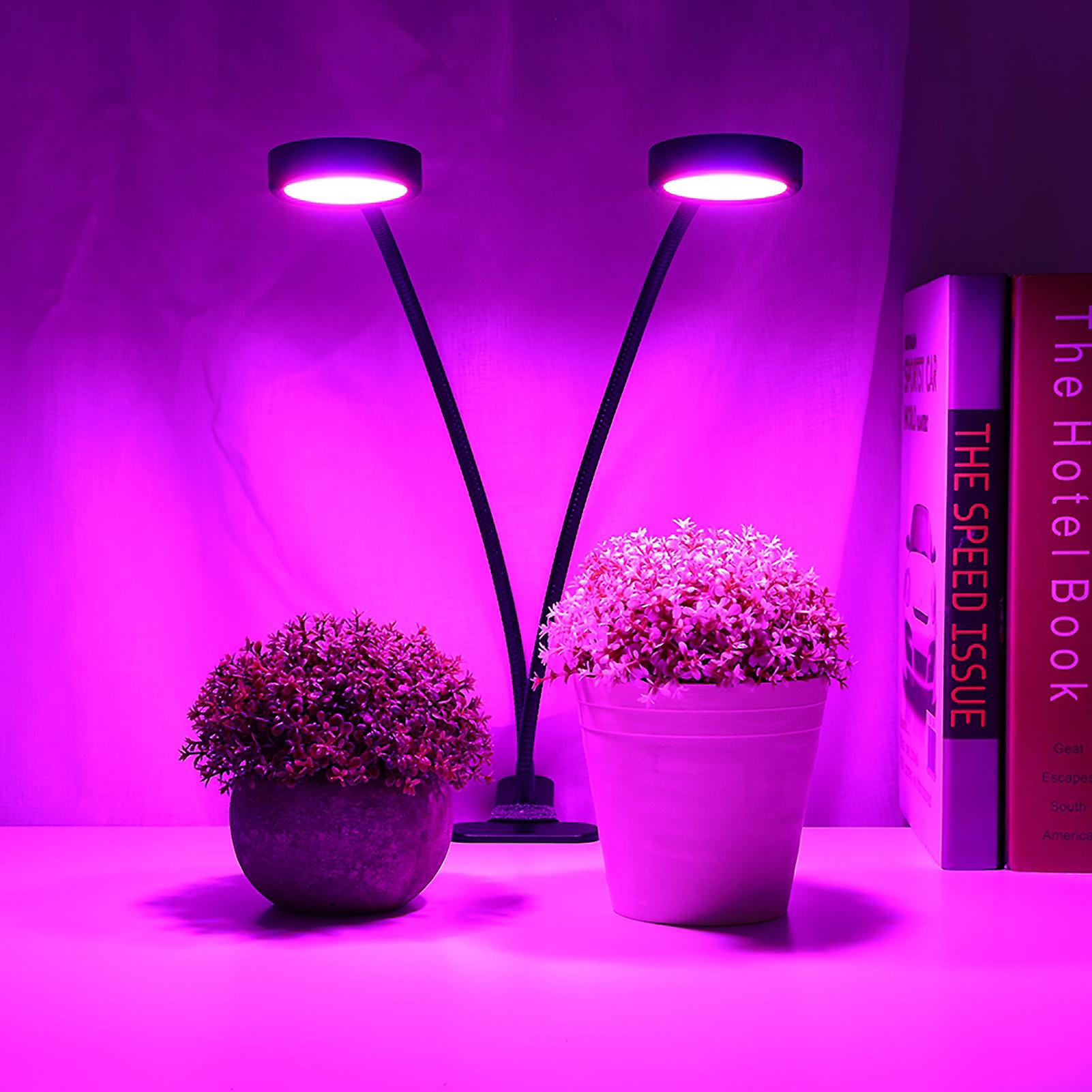 18w Double Head Led Plant Grow Clip On Light Lamp Usb Charging 5 Lighting Mode Timing Fx 009g 2