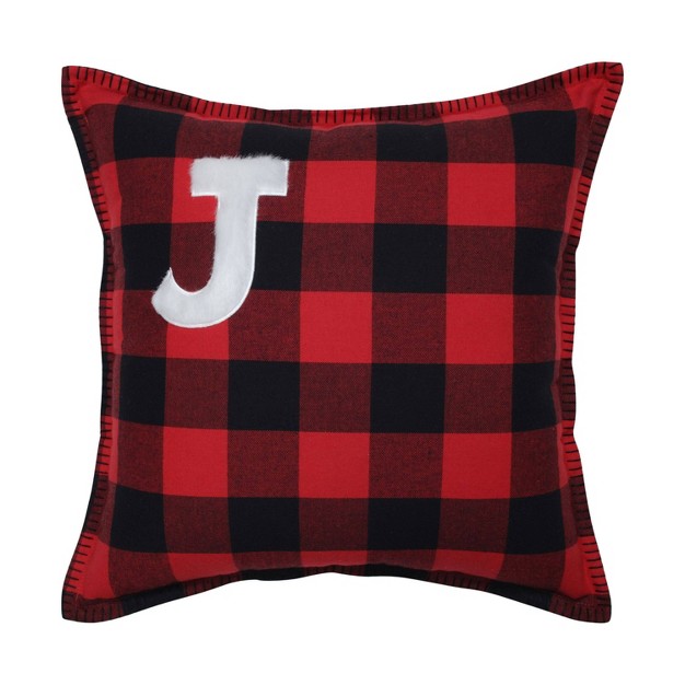 Indoor Christmas Buffalo Plaid J Square 16 5 inch Throw Pillow Pillow Perfect