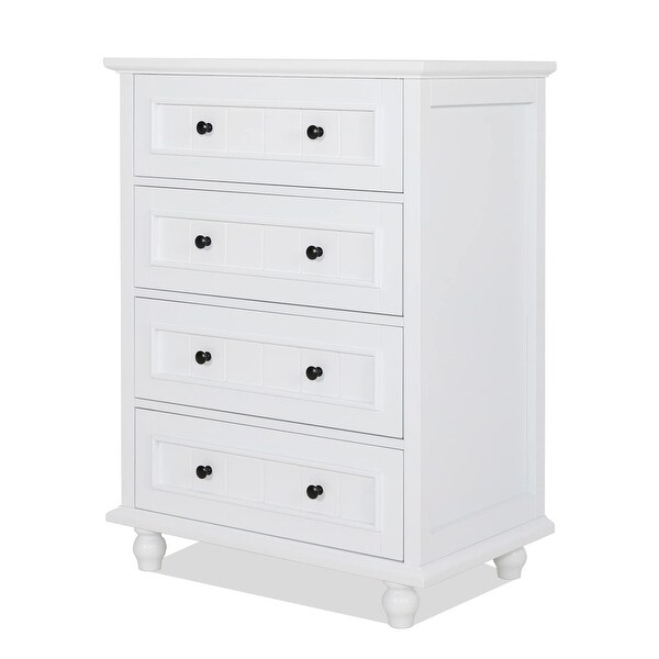 White 4 Drawer Dresser Tall Buffet Cabinet Bar Storage Cabinet for Dinning Room and Living Room - as picture - - 37668879