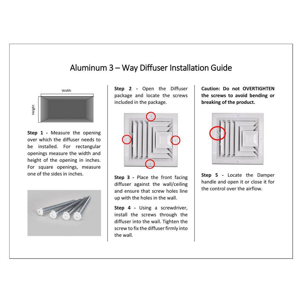 Venti Air 12 in. x 12 in. Aluminum 3-Way DiffuserRegisterGrille for Air Supply HA3D12