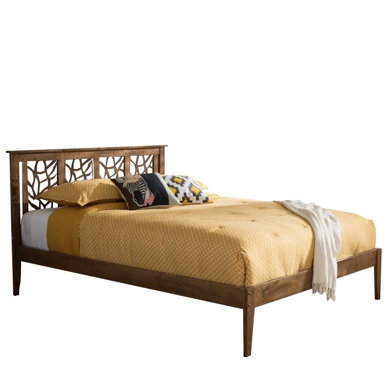 Baxton Studio Trina Contemporary Tree Branch Inspired Walnut Wood Platform Bed, Queen