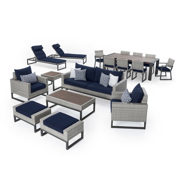 Milo Grey 18 Piece Sunbrella Outdoor Patio Estate Set