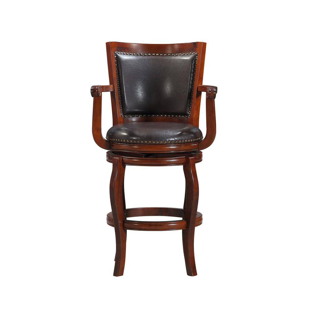 Boraam Jones 29 in.Cherry and Brown Swivel Barstool 52429