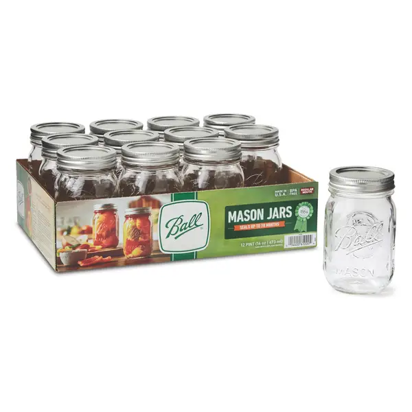 Ball 12-Count Regular Mouth Pint 16 oz Mason Jars