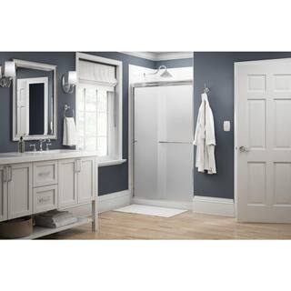 Delta Simplicity 48 in. x 70 in. Semi-Frameless Traditional Sliding Shower Door in Chrome with Frosted Glass 2422348