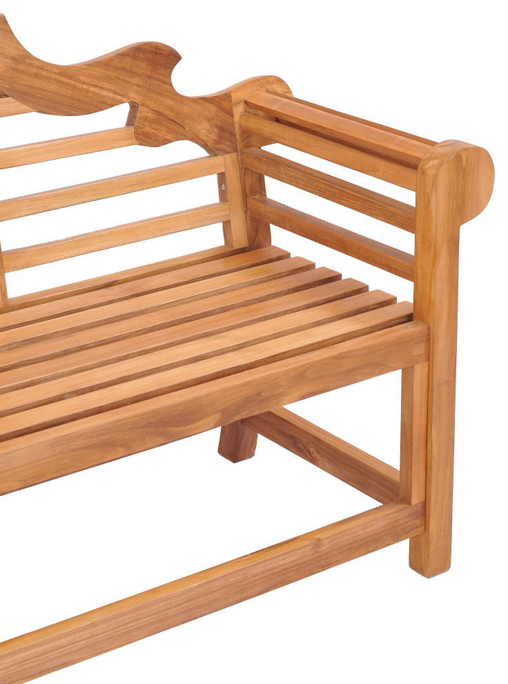 Teak Wood Lutyens Outdoor Triple Bench   Traditional   Outdoor Benches   by Chic Teak  Houzz