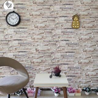 Dundee Deco Falkirk Uffcott 39.4 in. x 9.8 in. Beige Pink Brown Faux Ancient Brick Styrofoam 3D Decorative Wall Panel (14-Pack) UFHDA04-14