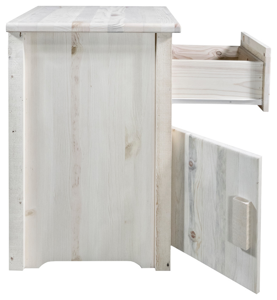 Homestead End Table with Drawer  ampDoor  Left Hinged  Clear Lacquer Finish   Rustic   Side Tables And End Tables   by Montana Woodworks  Houzz