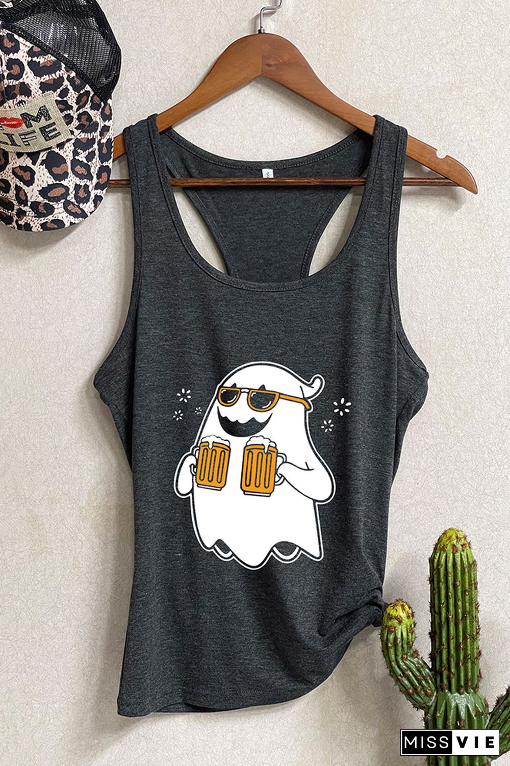 Drinking Ghost Halloween Sleeveless Tank Top Wholesale