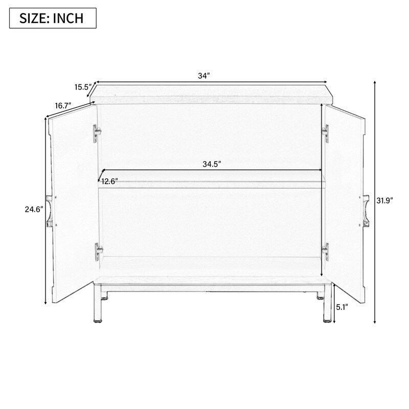 Simple Storage Cabinet with Solid Wood Veneer and Metal Leg