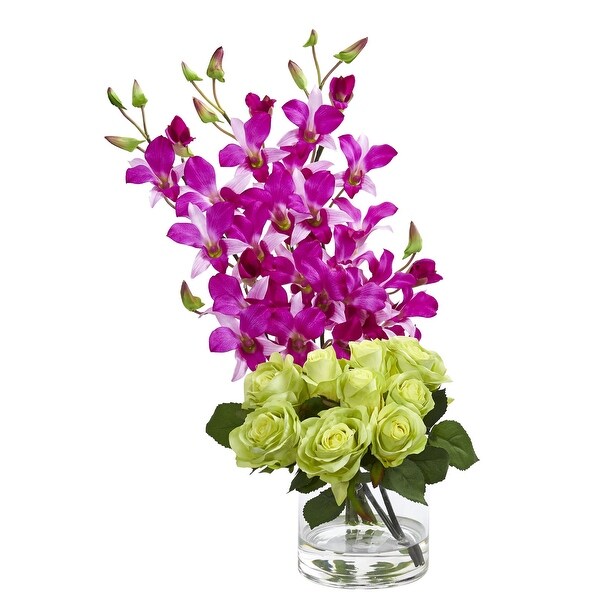 Rose and Dendrobium Orchid Artificial Arrangement