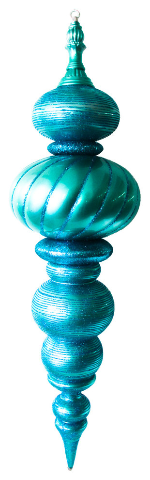 43 quotLarge Aqua Finial Ornament With Aqua Glittered Stripes   Contemporary   Christmas Ornaments   by Queens of Christmas  Houzz