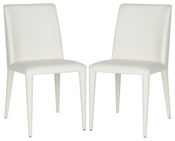 Evelyn 18 quotLeather Side Chair  Set of 2  White   Midcentury   Dining Chairs   by V.S.D Furniture  Houzz