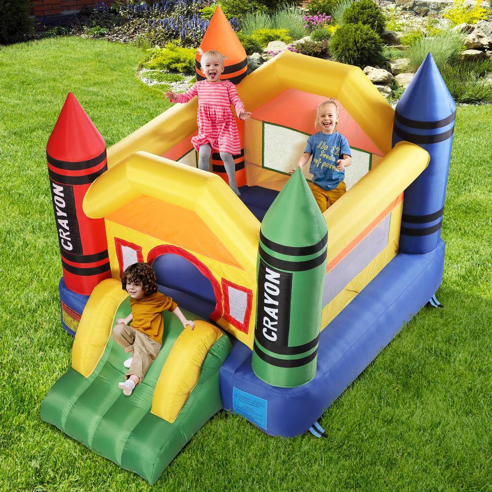 Nyeekoy 12.1 ft. x 9.2 ft. Inflatable Bounce House Kid Jump Castle Bouncer with Slide and Air Blower Fan TH17G0161SE