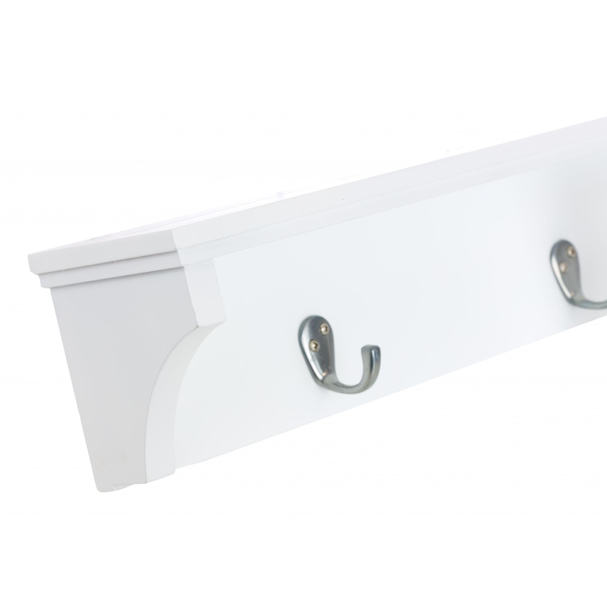 kieragrace KG Finley Wall Shelf with three Metal Hooks - White， 24