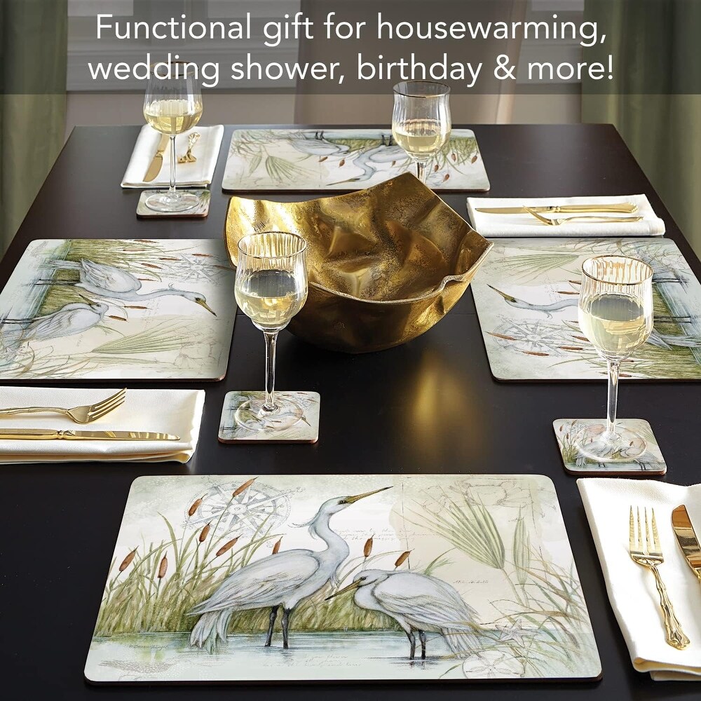 Carribbean Seas Decorative Hardboard Cork Back Tabletop Placemats  Set of 4  Manufactured in The USA  Heat Tolerant