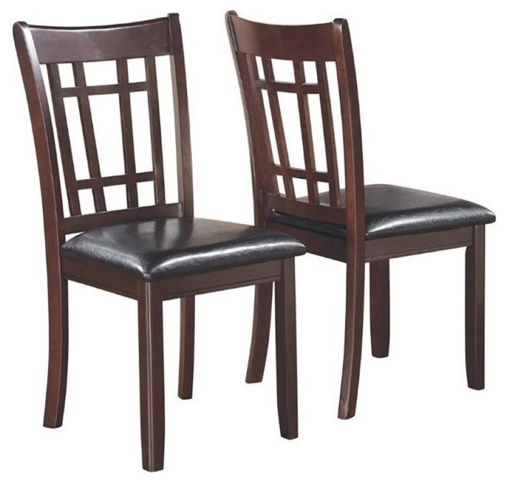 Bowery Hill 38.25 quotH Wood Faux Leather Dining Chair in Espresso   Craftsman   Dining Chairs   by Homesquare  Houzz