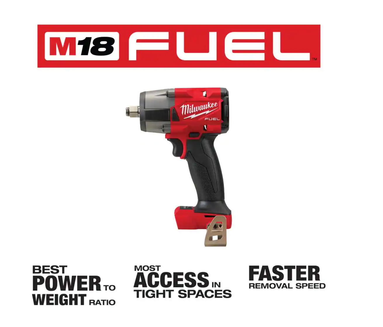 Milwaukee 2962-20-49-16-2960 M18 FUEL Gen-2 18V Lithium-Ion Brushless Cordless Mid Torque 1/2 in. Impact Wrench with Friction Ring and with Boot