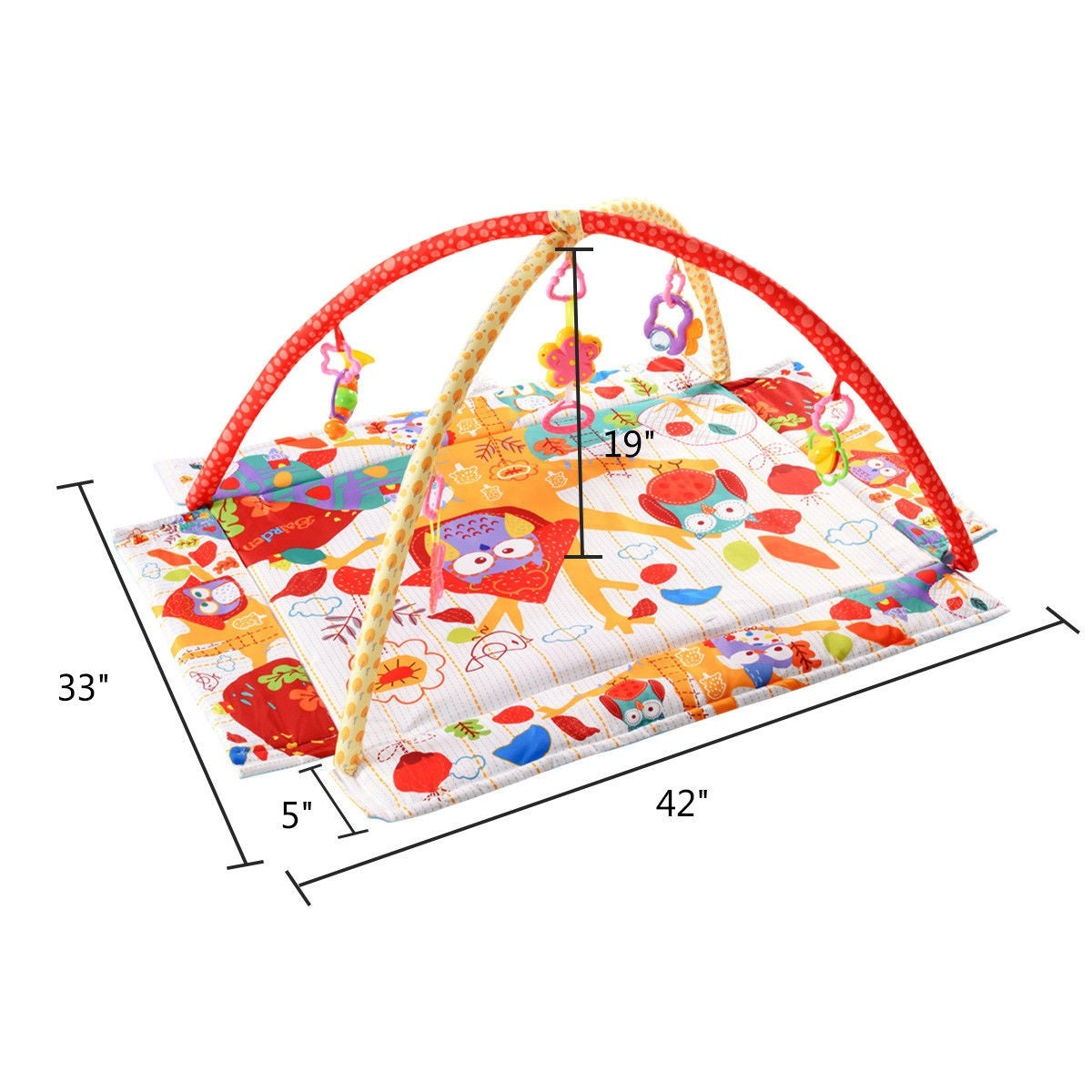 Baby Play Gym Mat, 3 in 1 Activity Mat with Removable Toys Bars & Walls