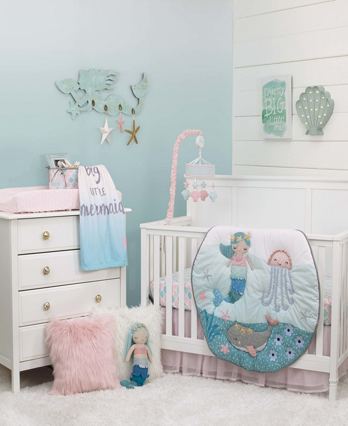 NoJo Sugar Reef Mermaid 4-Piece Crib Bedding Set