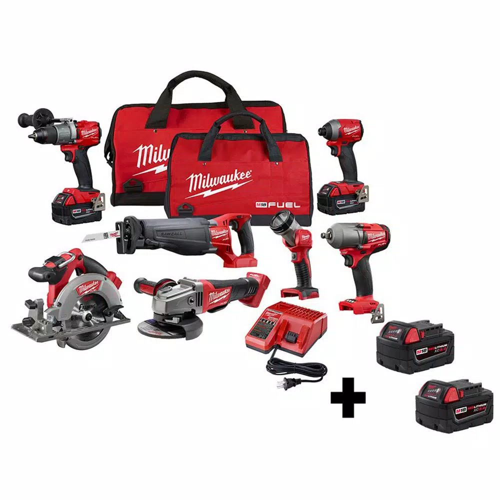 Milwaukee M18 FUEL 18-Volt Lithium-Ion Brushless Cordless Combo Kit (7-Tool) with Two M18 5.0 Ah Batteries and#8211; XDC Depot