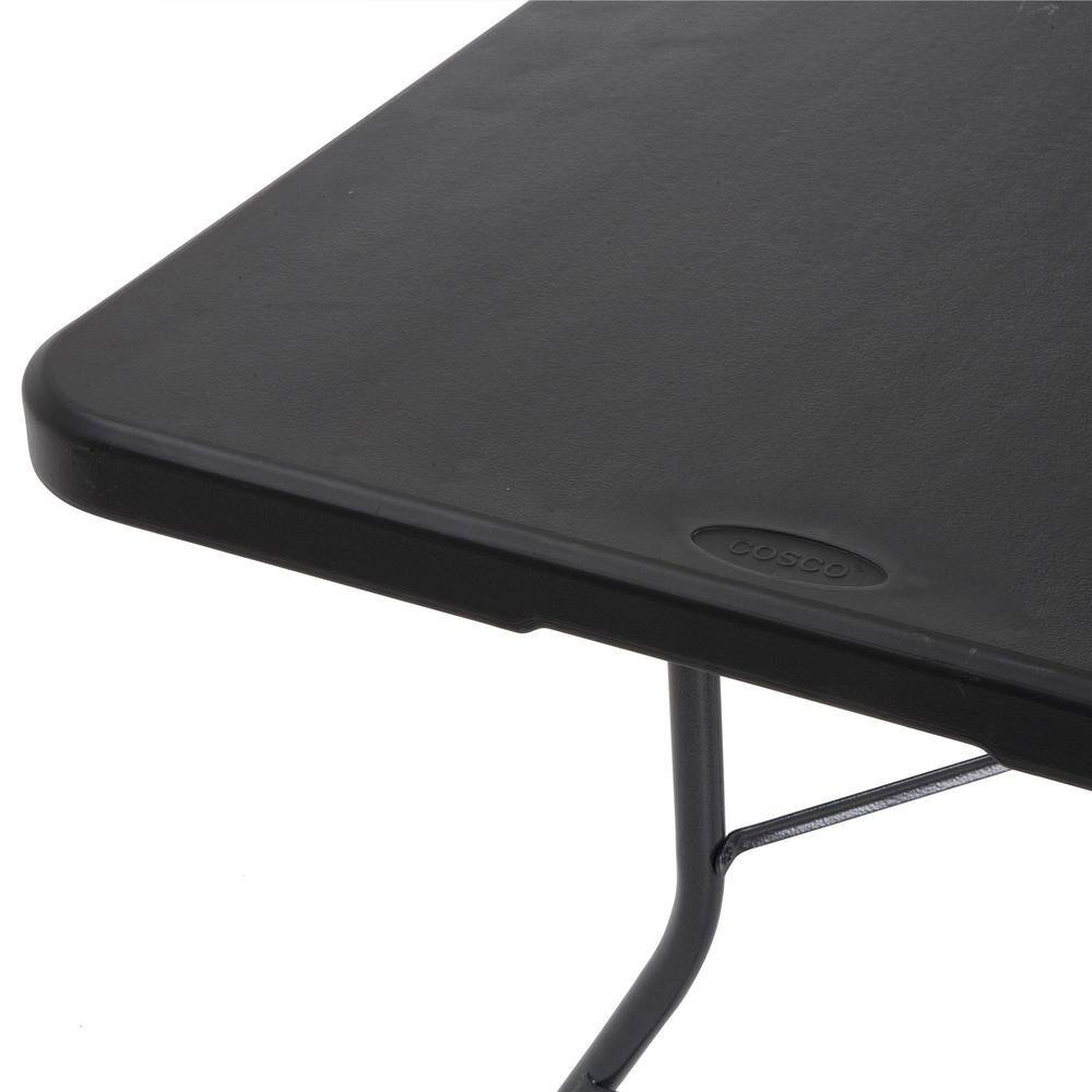 Cosco 96 in. Black Plastic Fold-in-Half Folding Banquet Table 14778BLK1X