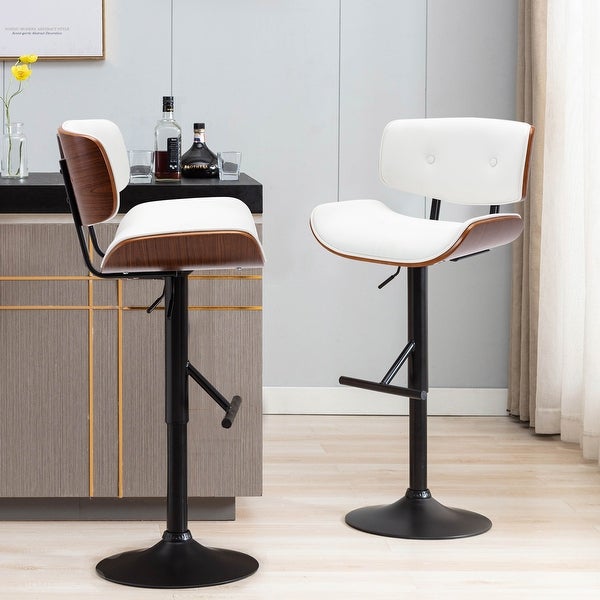 Porthos Home Cian Swivel Height Adjustable Bar Stool， PU Upholstery