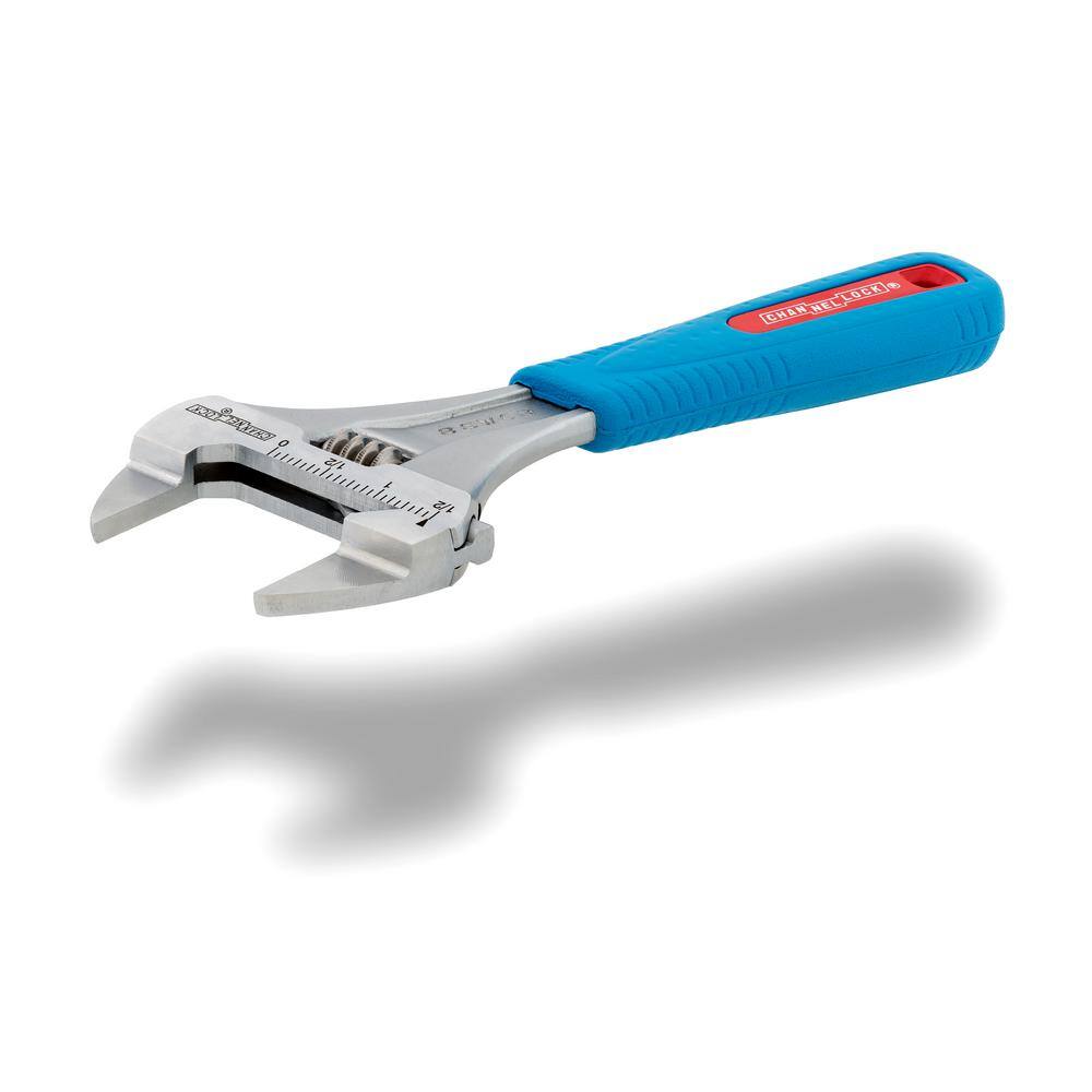 Channellock Slim Jaw WideAzz 8 in. Adjustable Wrench with Code Blue Comfort Grip 8SWCB