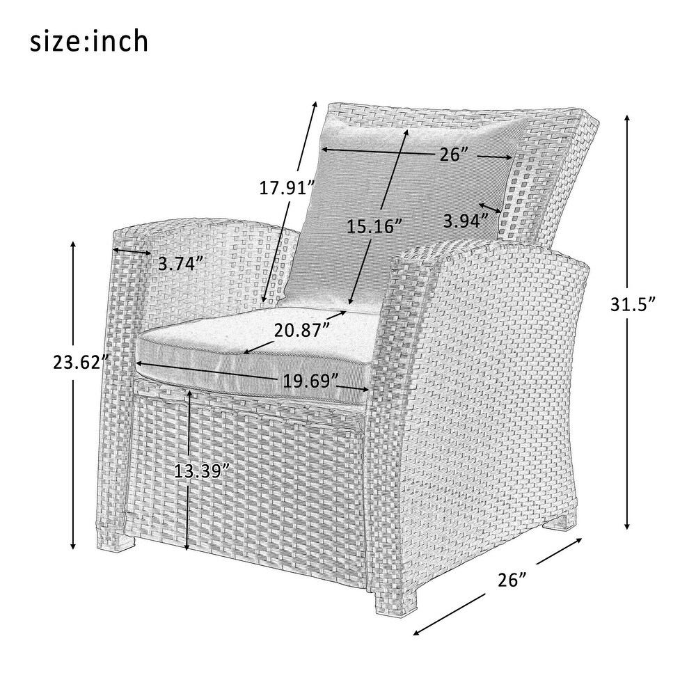 Outdoor Patio Furniture Set 4 Piece Conversation Set