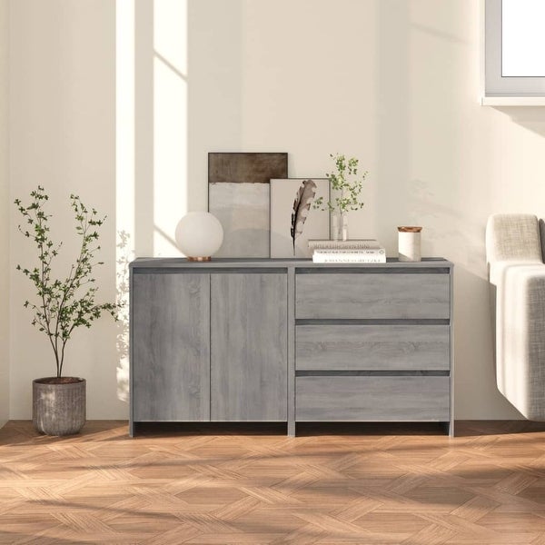 2 Piece Sideboard Gray Sonoma Engineered Wood