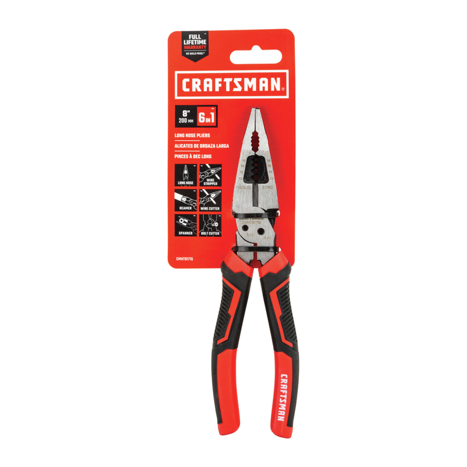 Craftsman 8 in. Drop Forged Steel 6-in-1 Long Nose Pliers