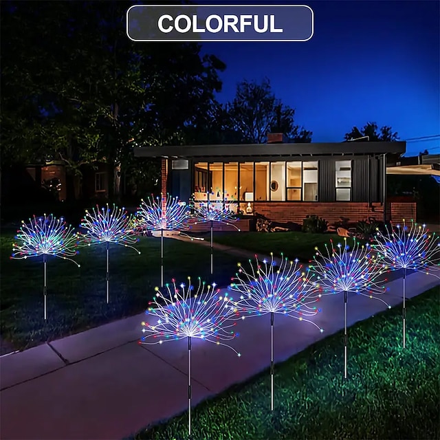 Solar Fireworks Lights 90/120/150/200 LEDS Outdoor DIY Solar Lights Garden Decorative Lights Waterproof Fairy Lights Lawn Lights