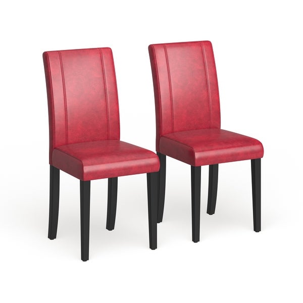 Roundhill Furniture Urban-Style Solid Wood Leatherette Small Padded Parson Chairs (Set of 2)