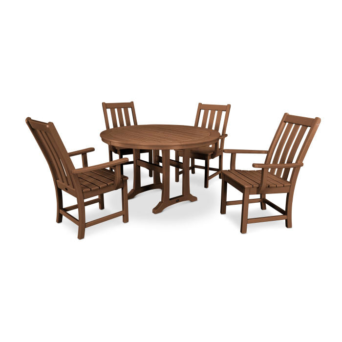 Polywood Vineyard 5-Piece Round Dining Set with Trestle Legs PWS347-1