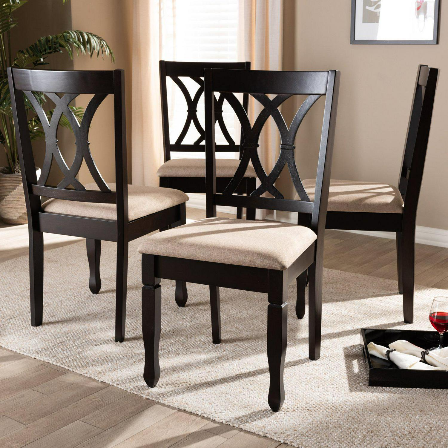 Baxton Studio Reneau Dining Chair， Set of 4， Espresso