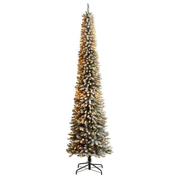 10' Flocked Pencil Christmas Tree with 700 Lights