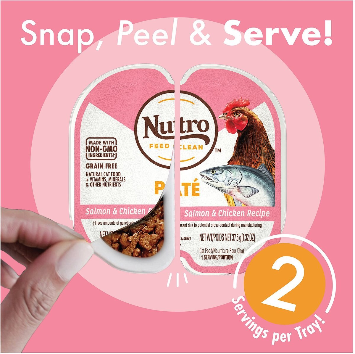 Nutro Perfect Portions Grain-Free Salmon and Chicken Paté Recipe Cat Food Trays