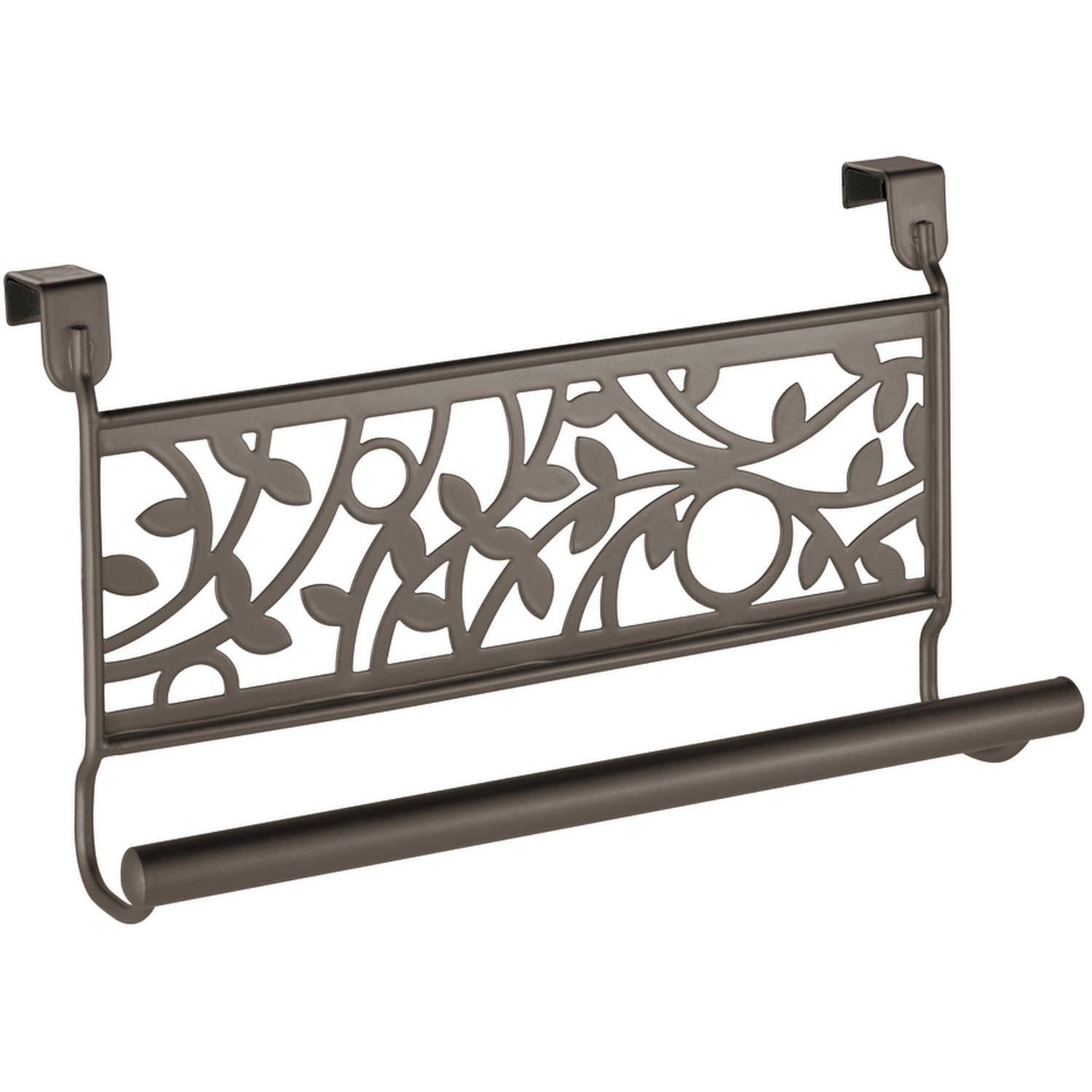 iDesign Vine Over-the-Cabinet Kitchen Dish Towel Bar Holder， Bronze