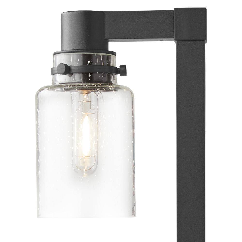 Hampton Bay Anderson Low Voltage 50 Lumens Black Integrated LED Path Light with Seeded Glass and Vintage Style Bulb 62919