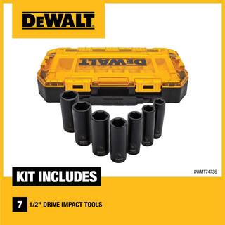 DW 12 in. Drive SAE Deep Impact Socket Set (7-Piece) DWMT74736