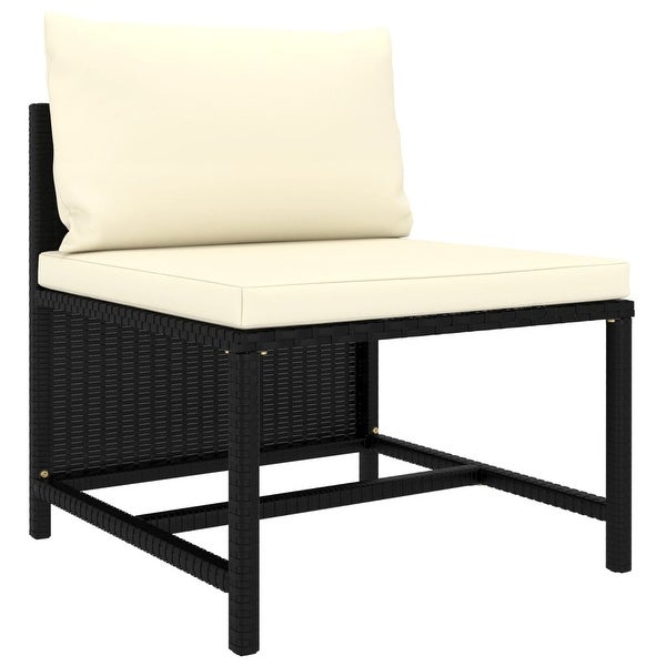 4-Seater Garden Sofa with Cushions Black Poly Rattan - Overstock - 35097464