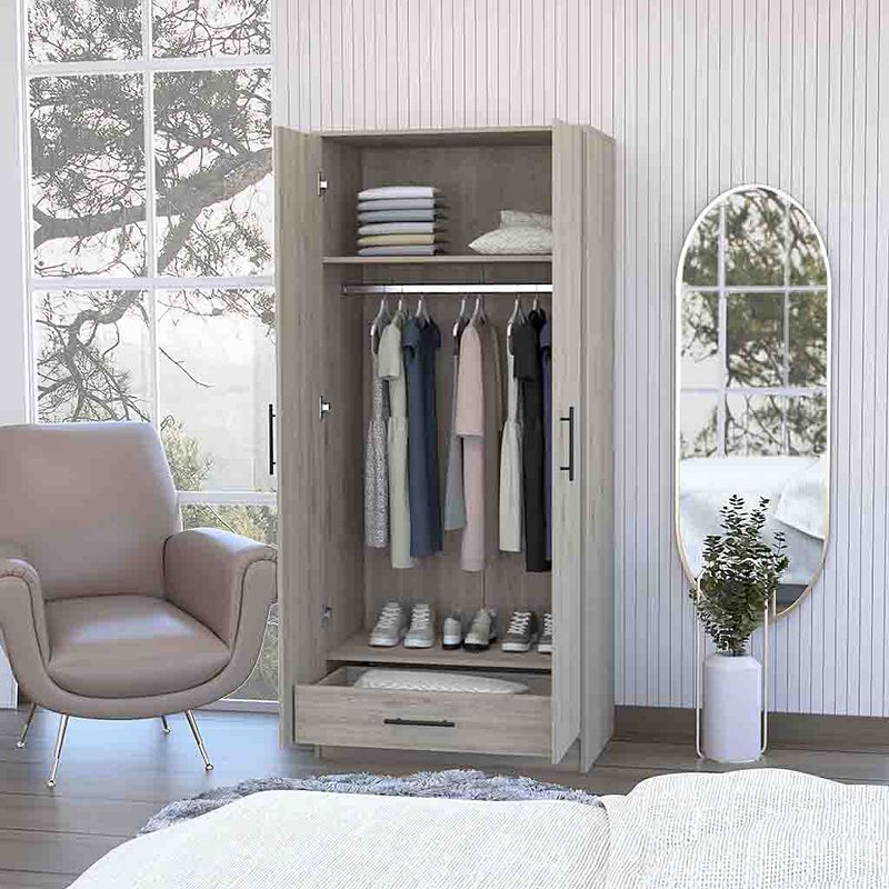 Rio Double Door Armoire， One Cabinet，  Hidden Drawer