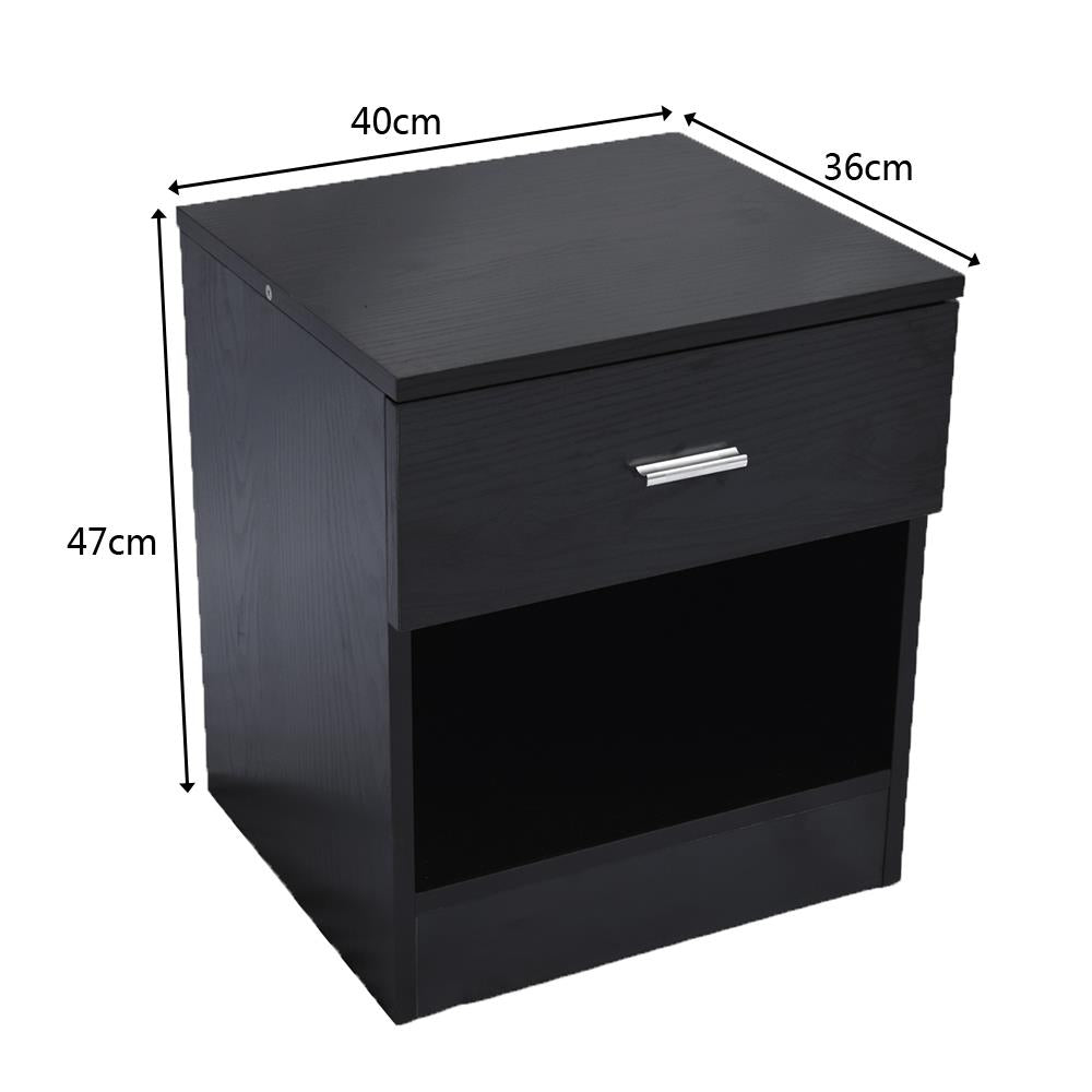 SalonMore Black Nightstand Bedroom Storage Bedside Table Side End Table with Drawer and Shelf