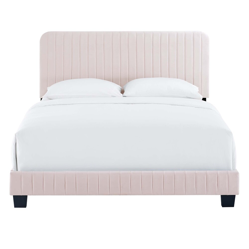 Celine Channel Tufted Performance Velvet Twin Platform Bed