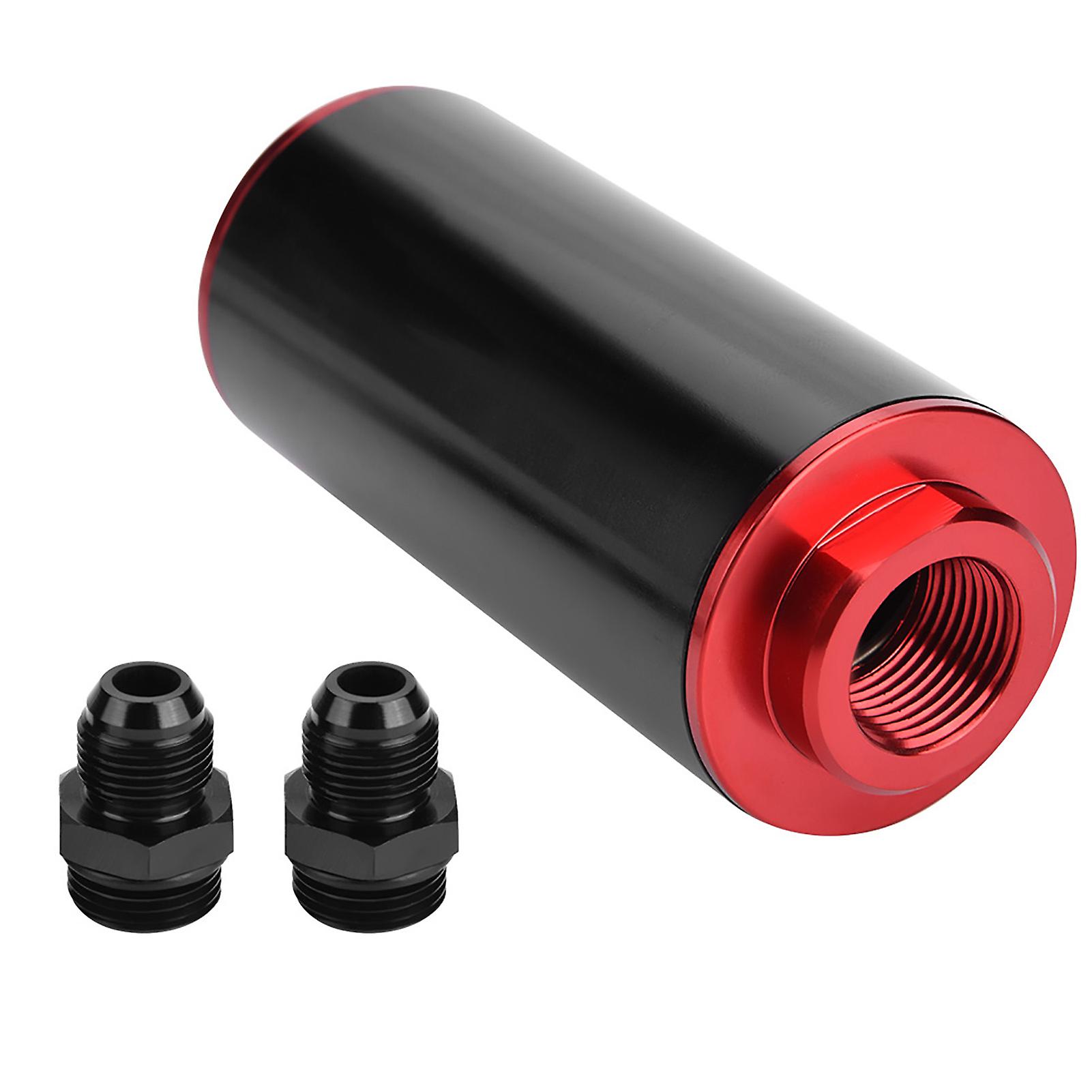 Universal 100 Micron An8 Aluminum High Flow Fuel Inline Petrol Filter For Car Truck Black