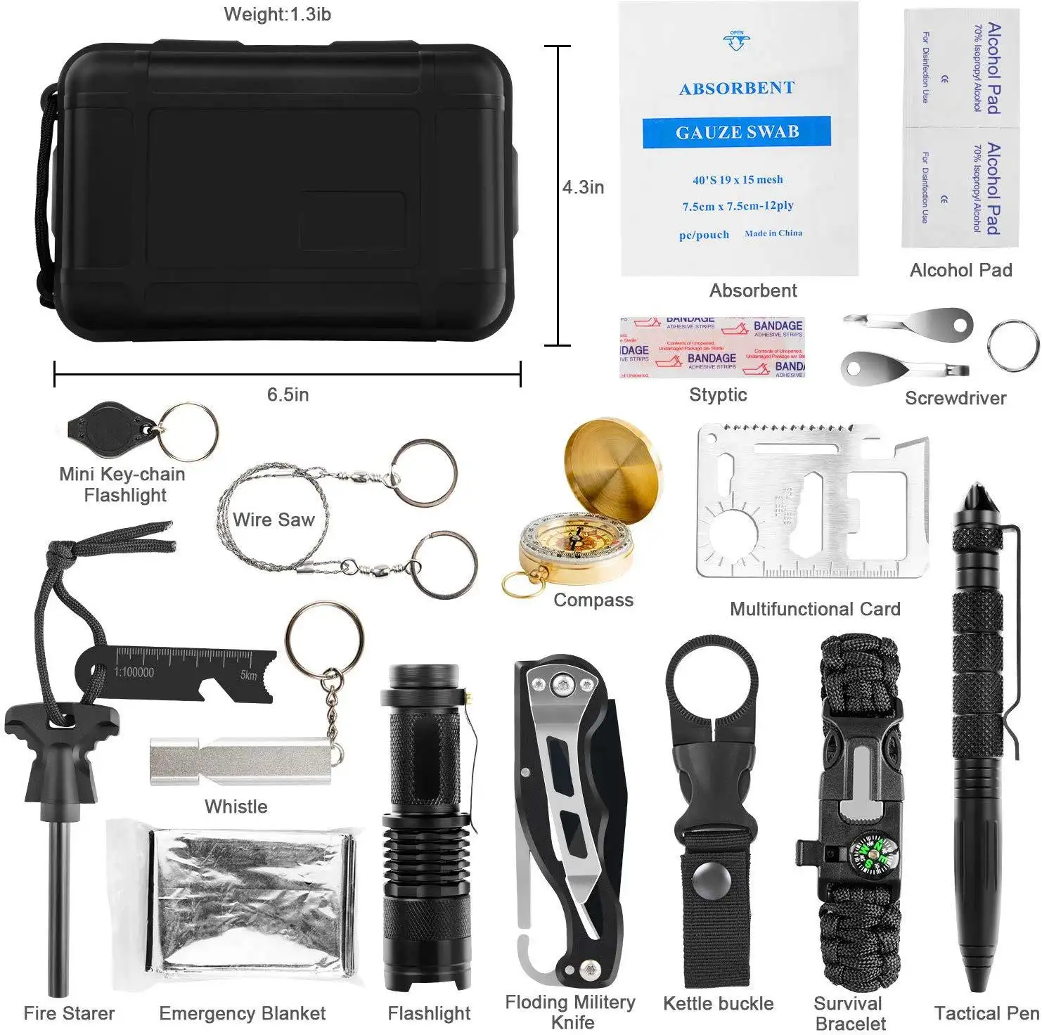 High quality outdoor camping hiking emergency survival kit Survival Kits Emergency Kit With Waterproof Box