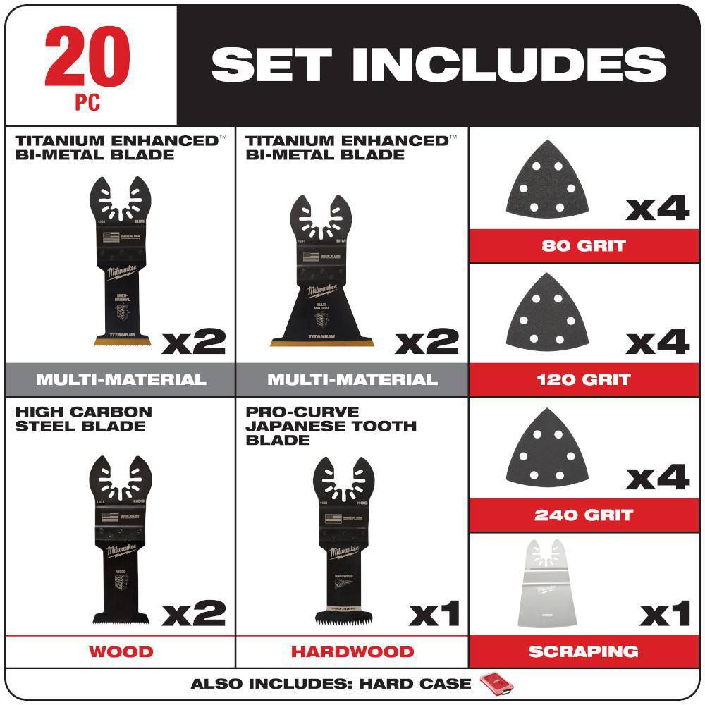 MW Oscillating Mult-Tool Blade Set and SHOCKWAVE Impact Duty Screw Driver Bit Set with Carabiner (95-Piece) 49-10-9220-48-32-4489