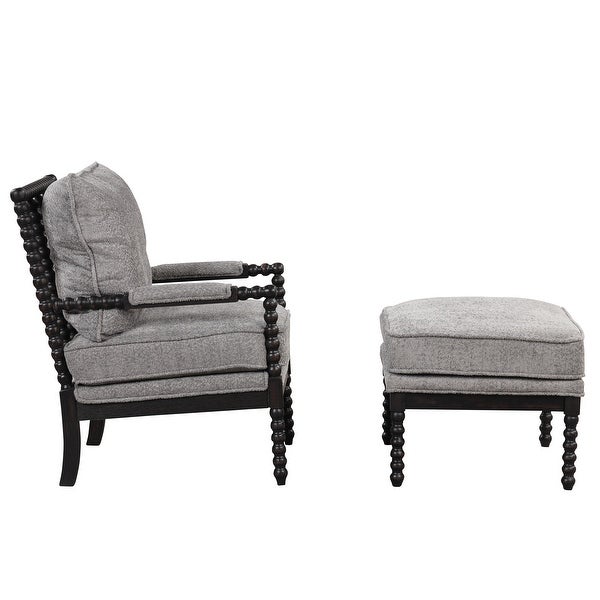 Tufted Velvet Accent Chair with Ottoman，Lounge Chair Reading Chair